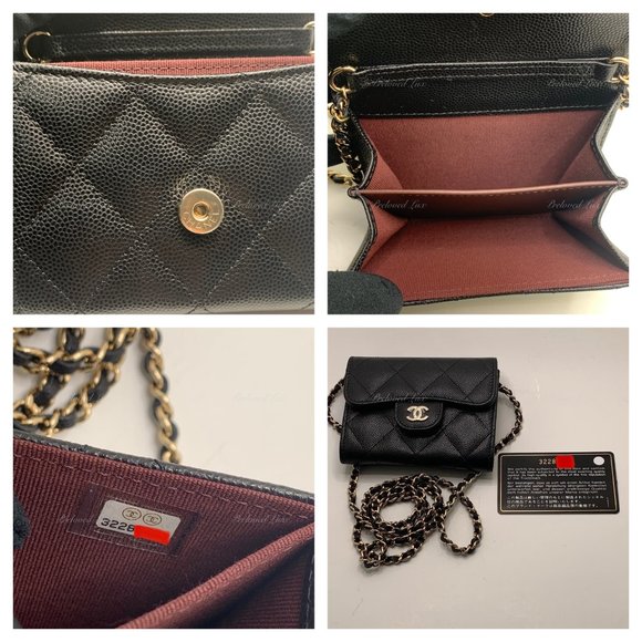 Authentic CHANEL Black Caviar Mini Clutch Wallet Crossbody Bag  GHW - Picture 8 of 12